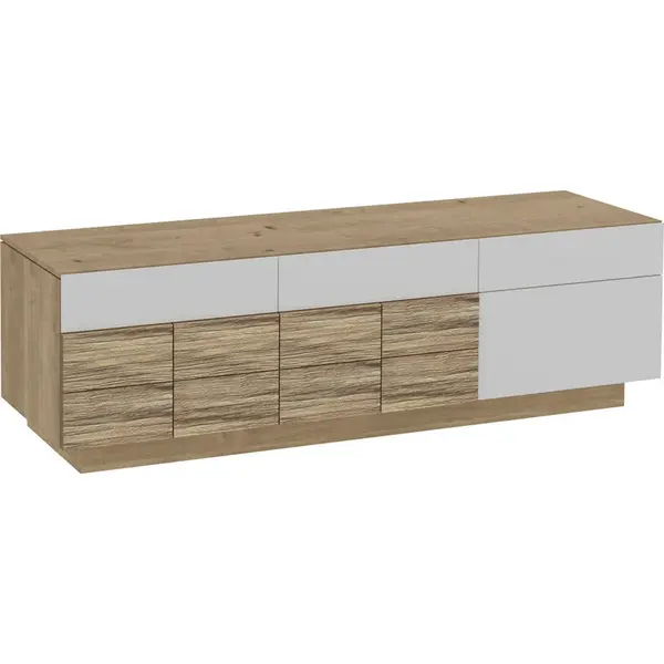Voglauer KOMODA POD TELEVIZI, divoký dub, bílá, divoký dub, 192/58/55,2 cm