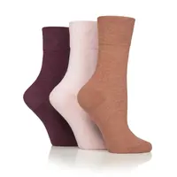 IOMI Gentle Grip dámske Diabetik ponožky TERAKOTA BORDOVÝ mix