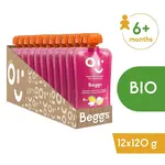 BEGGS Dětská rýže s jogurtem, banánem, mangem a malinami BIO 12 kusů