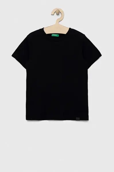Dětské bavlněné tričko United Colors of Benetton černá barva