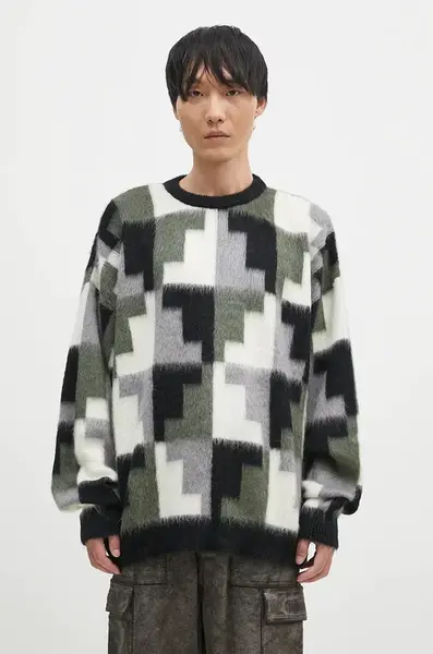 Svetr s příměsí mohéru Marcelo Burlon AOP Damier Cross Knit Crew
