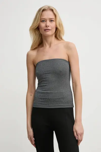 Top Samsoe Samsoe SACHRISHELL šedá barva, španělský výstřih, F24400027