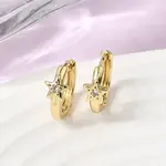 Star Brass Micro Pave Clear Cubic Zirconia Hoop Earrings for Women