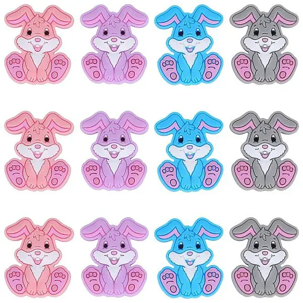 12Pcs 4 Colors Silicone Focal Beads