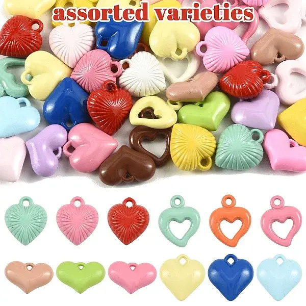 40Pcs 4 Styles Baking Paint Acrylic Pendants
