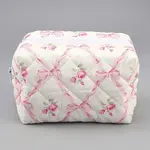 Flower Print Cotton & Polyester Cosmetic Zipper Bag