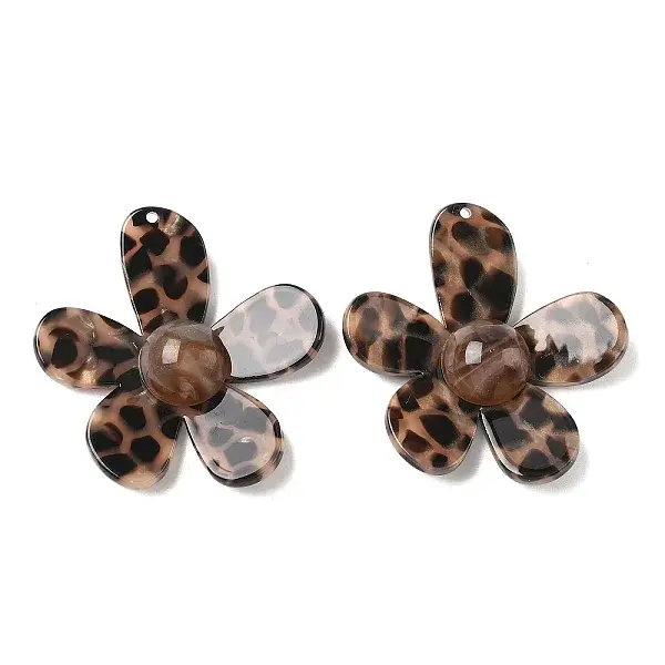 Opaque Leopard Print Cellulose Acetate(Resin) Pendants