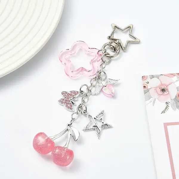 Alloy & Acrylic Cherry Flower Pendant Decoration