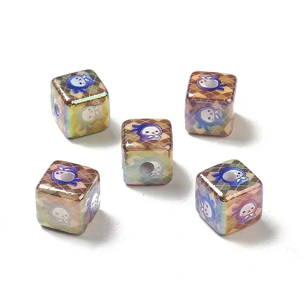 UV Plating Opaque Rainbow Iridescent Acrylic Beads