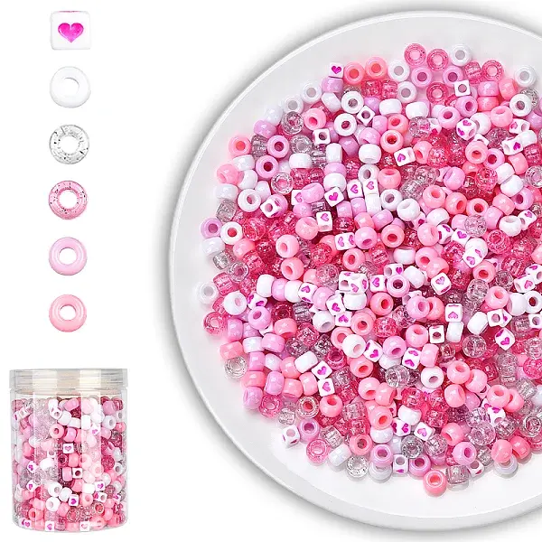 720Pcs 6 Styles Plastic & Acrylic Beads