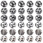 48Pcs 6 Styles Black with White Silicone Beads