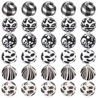 48Pcs 6 Styles Black with White Silicone Beads