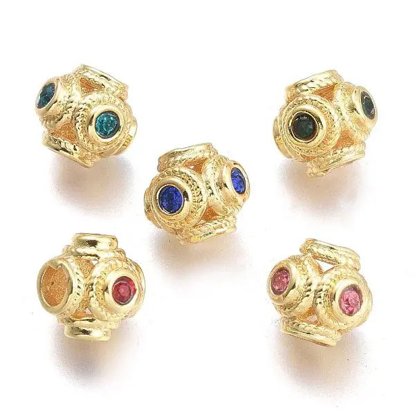 Brass Micro Pave Cubic Zirconia Beads
