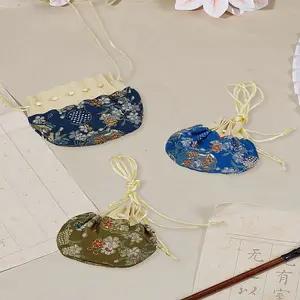 3Pcs 3 Colors Valentine's Day Flower Embroidery Silk & Satin Drawstring Sachet Bags with Tassel