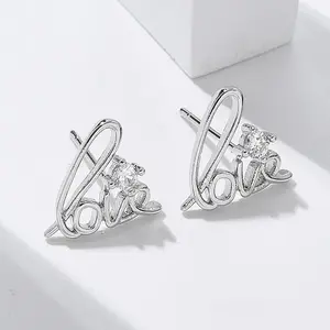 Brass Clear Cubic Zirconia Stud Earrings