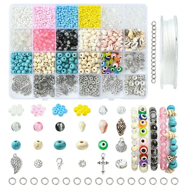 DIY Summer Glass & Synthetic Magnesite & Shell Bangle Making Kits