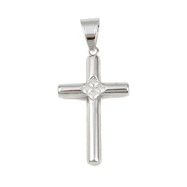 316 Surgical Stainless Steel & Clear Cubic Zirconia Pendants