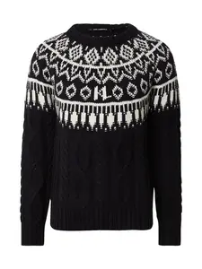 Karl Lagerfeld Sveter 'Fairisle'  čierna / biela
