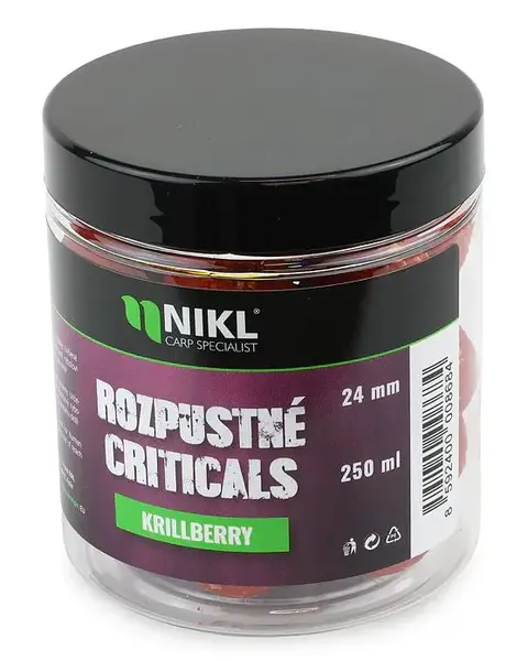 Nikl rozpustné criticals boilie krill berry 250 ml - 24 mm