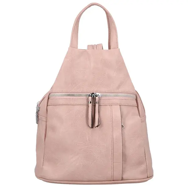 Stylový dámský koženkový batoh Narcisa, světle růžový