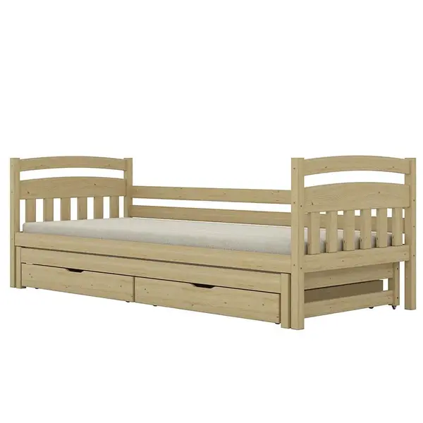 Postel Tosia přistýlka + zásuvky 80x200 přírodní, nelakovaná