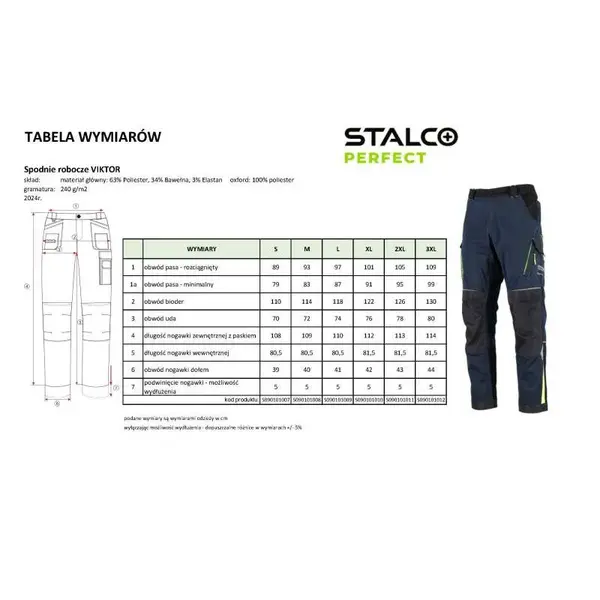 Kalhoty pracovní VIKTOR, modré, XL, STALCO