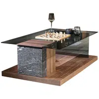 Voglauer KONFERENČNÍ STOLEK, šedá, černá, barvy vlašských ořechů, dřevo, sklo, kámen, 120,6/75,6/42,3 cm