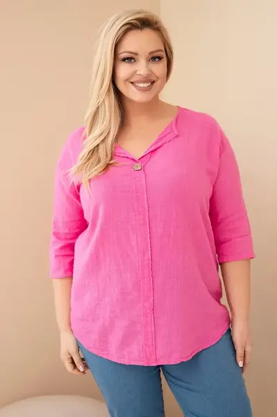 Kesi Włoski dámská plus-size halenka s výstřihem na knoflíky