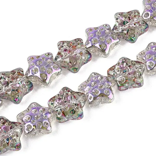 Electroplate Transparent Glass Beads Strands