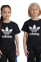 Dětské bavlněné tričko adidas Originals TREFOIL TEE černá barva, s potiskem, IY2385