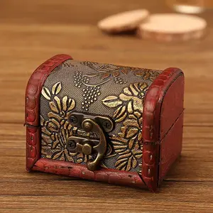 Retro Engraved Wood Jewelry Storage Treasure Boxs with Clasps