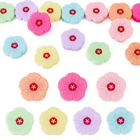 14Pcs 7 Colors Flower Food Grade Eco-Friendly Silicone Focal Beads