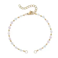 Handmade 304 Stainless Steel and Faceted Rondelle Glass Beaded Chain Bracelet Making