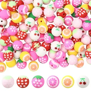 180Pcs 6 Colors Fruits Theme Handmade Polymer Clay Beads