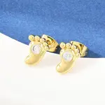 Brass Micro Pave Clear Cubic Zirconia Stud Earrings