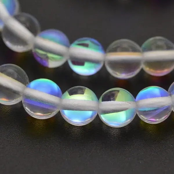 Round Synthetic Moonstone Beads Strands