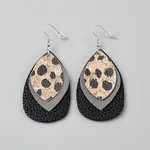 Leather Leopard Print Teardrop Dangle Earrings
