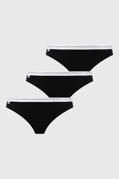 Lacoste tanga dámské bavlněné s elastanem 3-pack