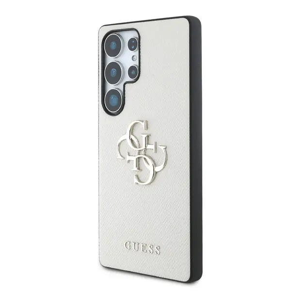 Zadní kryt Guess PU Grained 4G Metal Logo pro Samsung Galaxy S25 Ultra, béžová