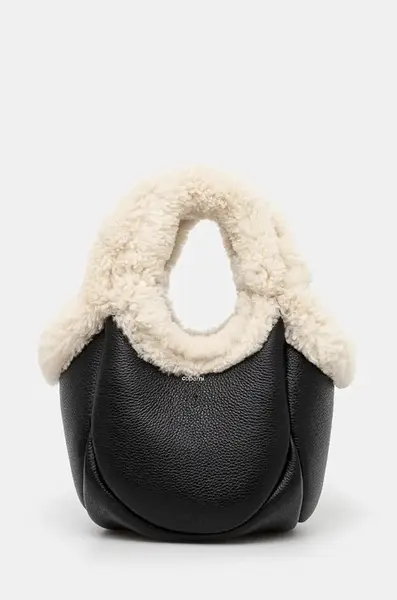 Kožená kabelka Coperni Shearling Mini Bucket Swipe Bag černá barva, COPBA69840S