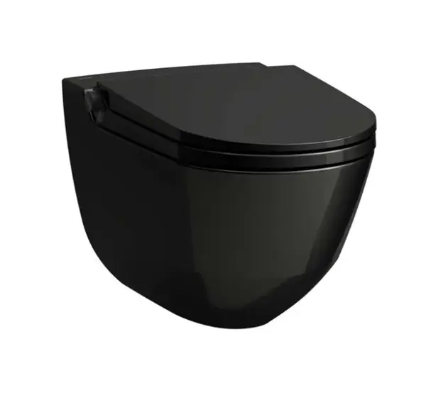 Laufen Cleanet Riva - Elektronický bidet s keramikou, závesný, Rimless, SoftClose, lesklá čierna/matná čierna H8206910600001