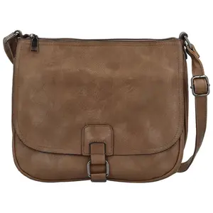 Trendy dámská koženková crossbody kabelka Gertha, khaki