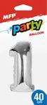 Balónek č. 1 nafukovací fóliový 40 cm - stříbrný