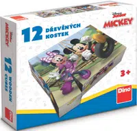 Dřevěné licenční kostky Mickey Mouse – 12 kostek