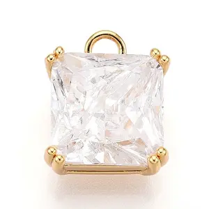 Brass Micro Pave Cubic Zirconia Charms