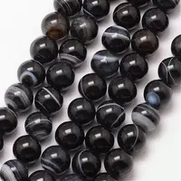Natural Black Agate Bead Strands