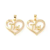 Brass Micro Pave Clear Cubic Zirconia Pendants