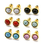12 Pairs 6 Color Flat Round Resin Straight Barbell Stud Earrings