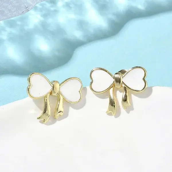 Rack Plating Brass Enamel Stud Earrings