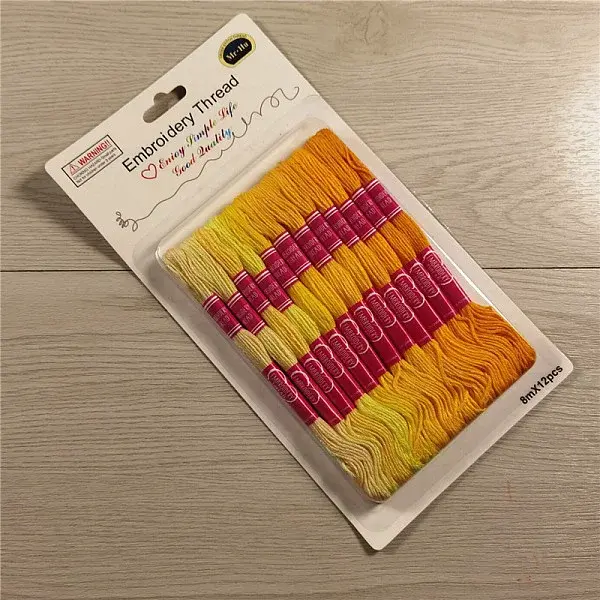 12 Skeins 12 Colors 6-Ply Polycotton(Polyester Cotton) Embroidery Floss